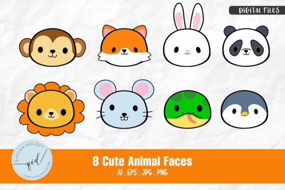 10 Cute Animal Faces Illustration: A Designer's Toolkit