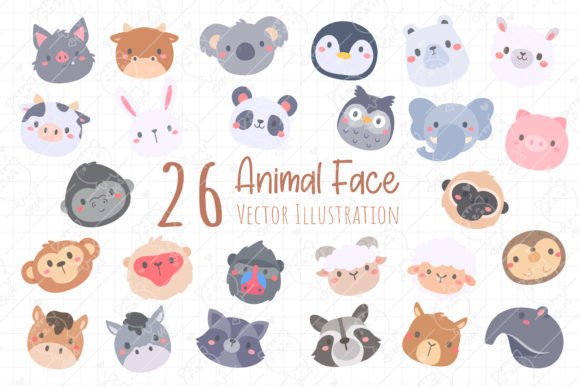 Adorable Animal Face Bundle: Baby Animals for Your Projects