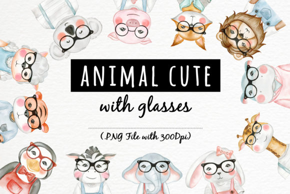 Adorable Designs: Using Cute Animal with Glasses Watercolor