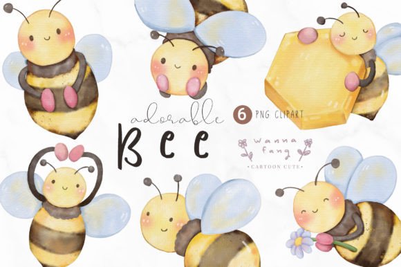 Bee Adorable Animal Watercolor: Sweet PNGs for Your Projects
