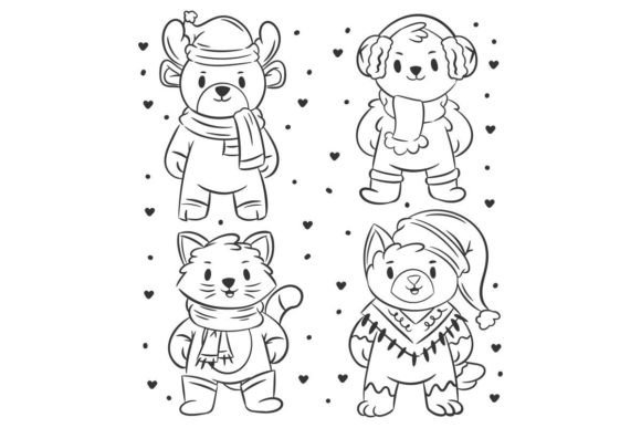 Christmas Animal Character Set: Hand-Drawn Festive Charm