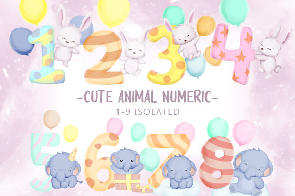 Cute Animal with Numeric: A Playful Design Asset for Kids' Projects