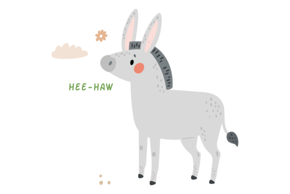 Donkey Saying Hee-haw. Cute Farm Animal: A Playful Type Solution
