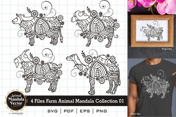 Farm Animal Mandala Collection 01: Intricate Vector Art