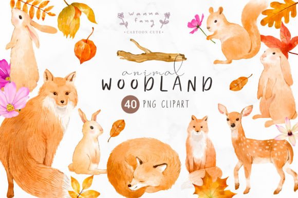 Watercolor Woodland Animal Clipart, PNG: Nature-Inspired Design Assets